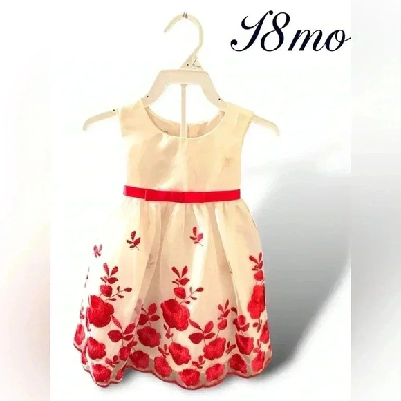 NWOT 18 mo Embroidered Christmas white and red Purple Rose dress. Dsct w bundle. - Picture 2 of 6